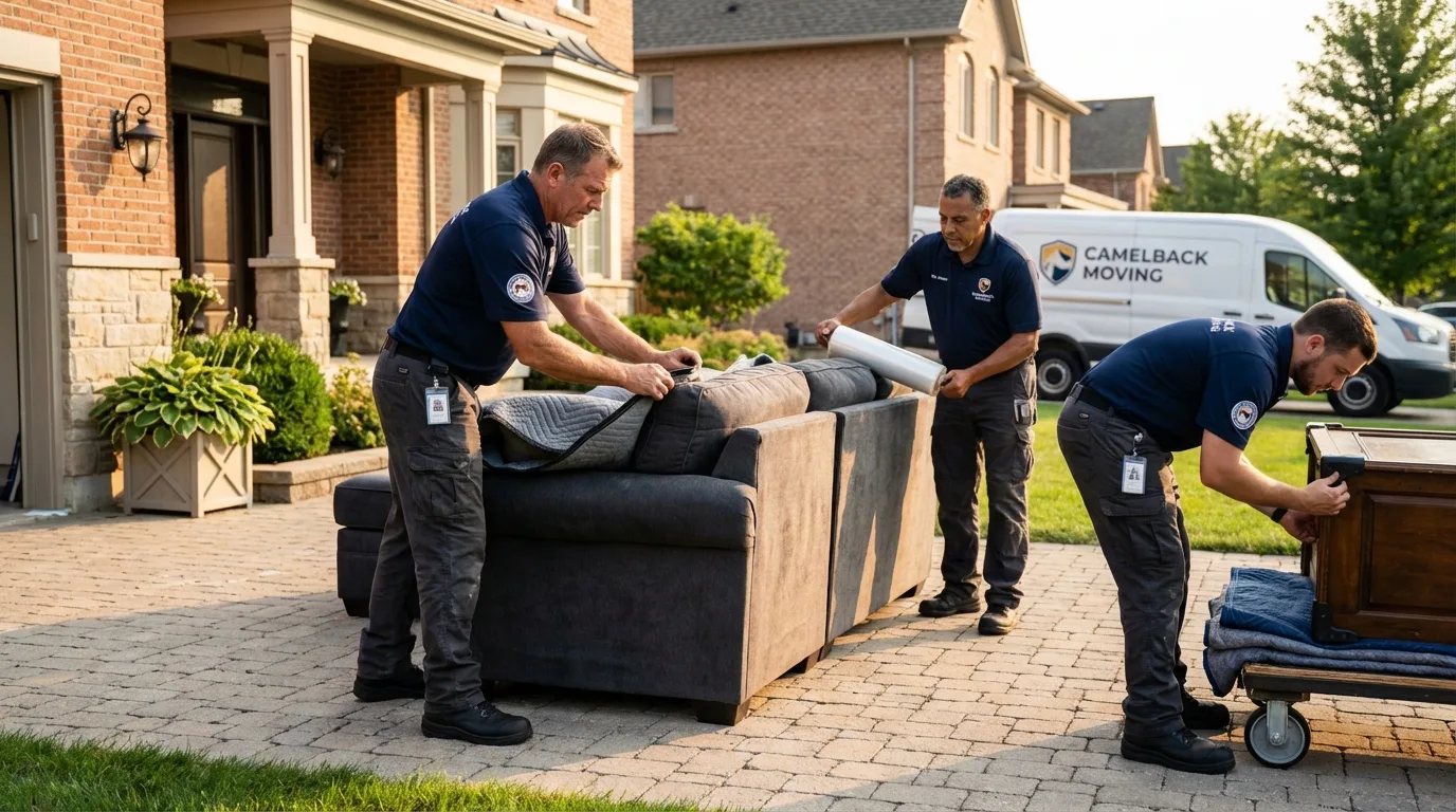 Large estate moving crew wrapping furniture in Licking, MO