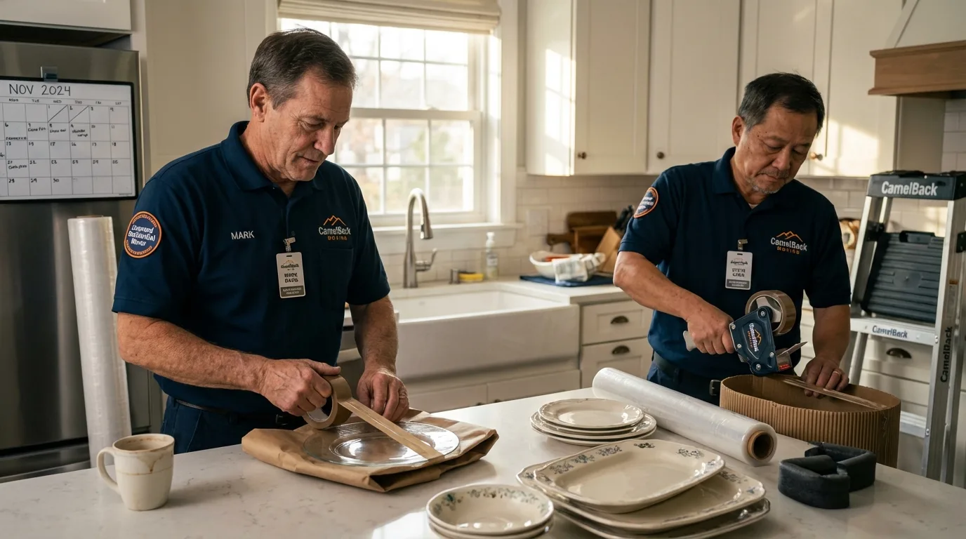 Professional crew packing kitchen dishware in Licking, MO